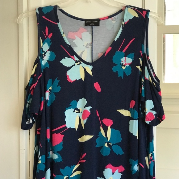 LANE BRYANT Floral Midi Dress Short Sleeve Cold Shoulder Plus Size 18 20 1X NWT - Picture 3 of 16